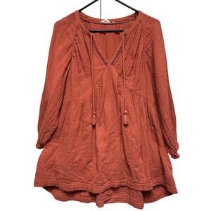 FatFace Amiya Kaftan Top US 10 Floaty Versatile Lightweight Tassel Coral Blouse